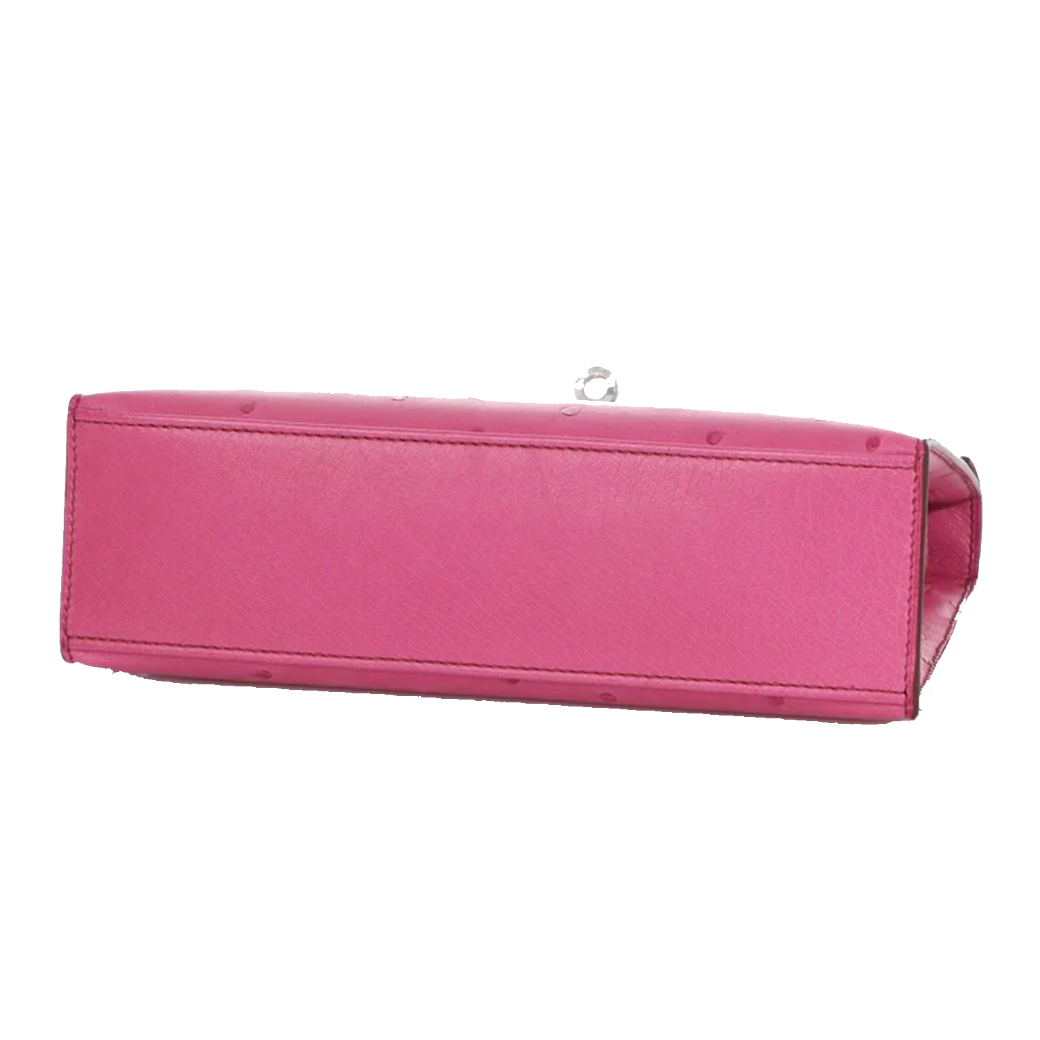 Vibrant Fuchsia Dot Embossed Rectangular Mini Clutch With Silver Twist Lock Hardware And Curved Top Hand Grip Handle